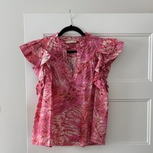 Ulla Johnson Vibrant Pink Ruffle Blouse